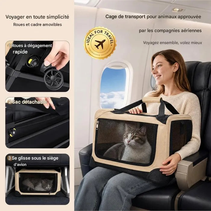 Sac de transport 2-en-1 pour animaux – À porter à la main ou à roulettes 🐾
