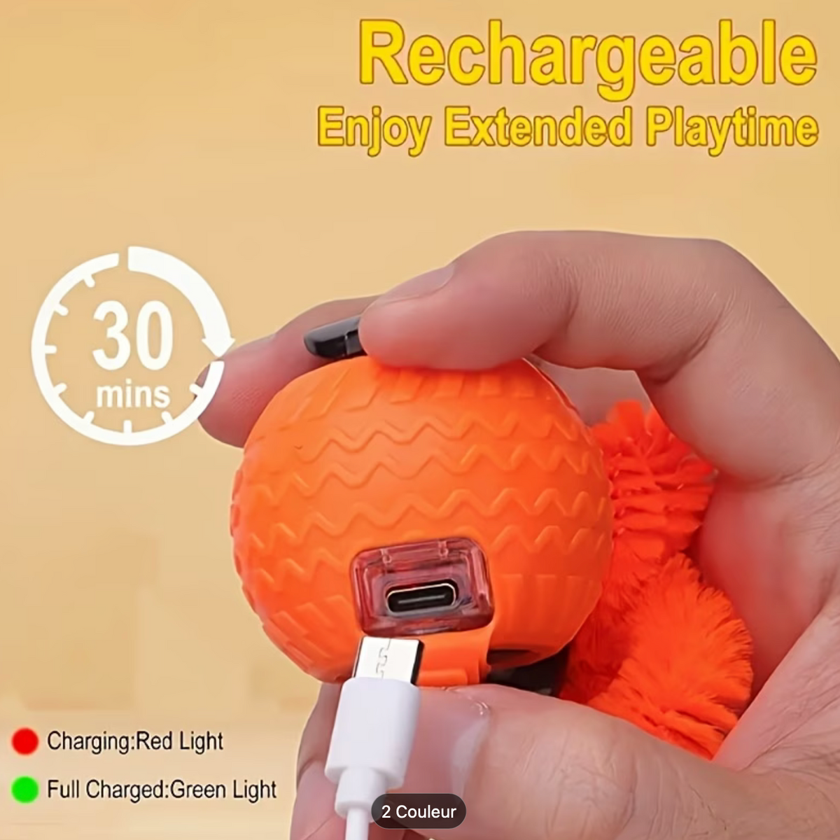 Recharge USB-C de la balle interactive pour chat